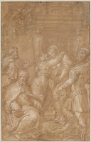 B 074
<br/>
Visitatie, met Michaël en een heilige bisschop
<br/>
<em>Gherardi, Cristofano (1508-1556)</em>